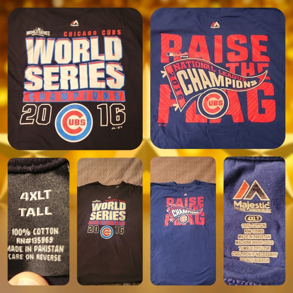 4xlt 2016 Chicago Cubs World Series T-shirt [2 Shirt Bundle]